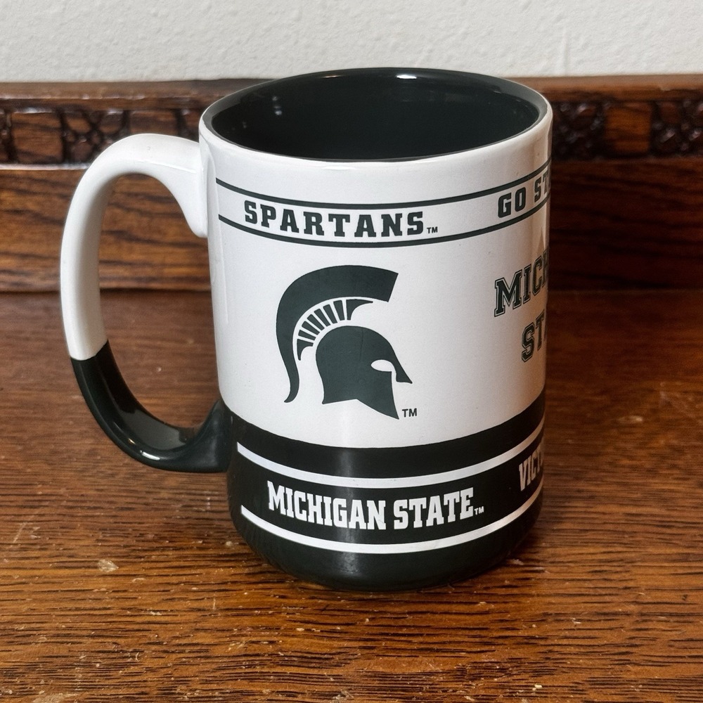 Michigan State Spartans Coffee Mug NCAA MSU Green White Ceramic Cup